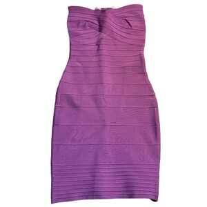 Hot Miami Styles Bandage Dress Small Lilac Purple Strapless Bodycon Back Zip